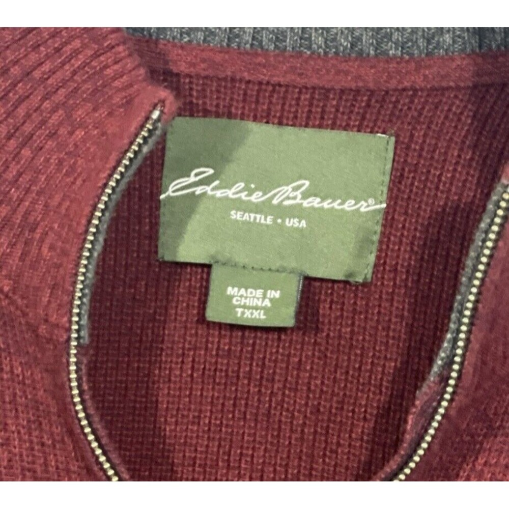 Eddie Bauer Deep Red TXXL 1/4 Zip Sweater - Picture 2 of 3